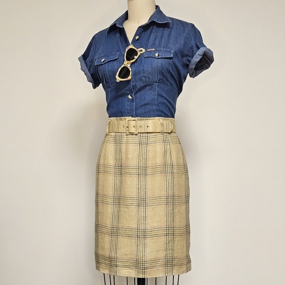 Jax Linen Plaid Skirt - Picture 2 of 10